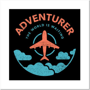 Adventurer The World Is Waiting Gift For Travelers Plane Posters and Art